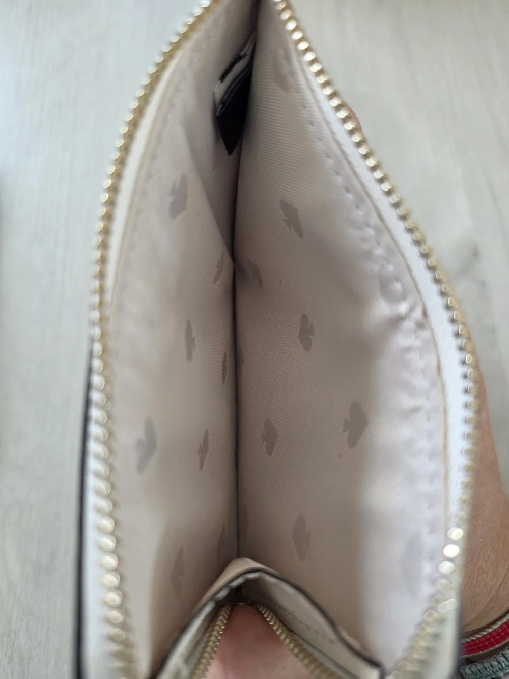 kate spade New York White Jeweled Zip Card Case Keychain